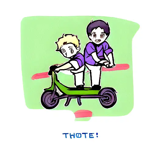 two boys on scooters tattoo design idea