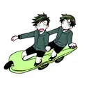 two boys on scooters tattoo design idea