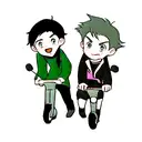 two boys on scooters tattoo design idea