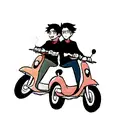 two boys on scooters tattoo design idea