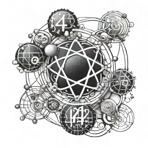 number 42 being the nucleus of an atom tattoo design idea