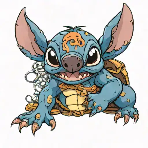 stitch holding a 240b tattoo design idea