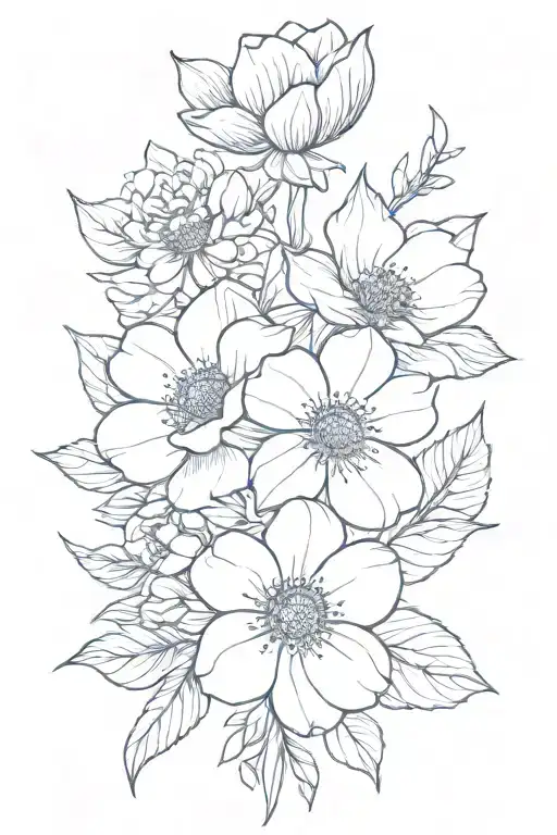 may December November march birth flower bouquet tattoo design idea
