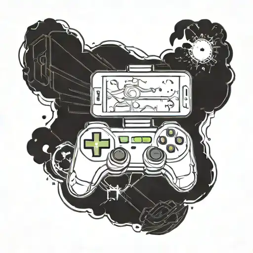 A blackwork tattoo of a mobile legends game controller, symbolizing your passion for playing the game tattoo design idea