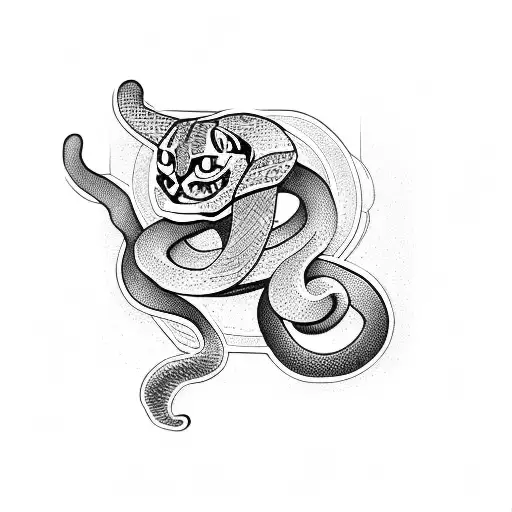 snake eating a cat tattoo design idea