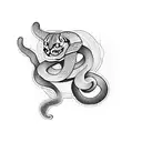 snake eating a cat tattoo design idea