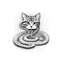 snake eating a cat tattoo design idea