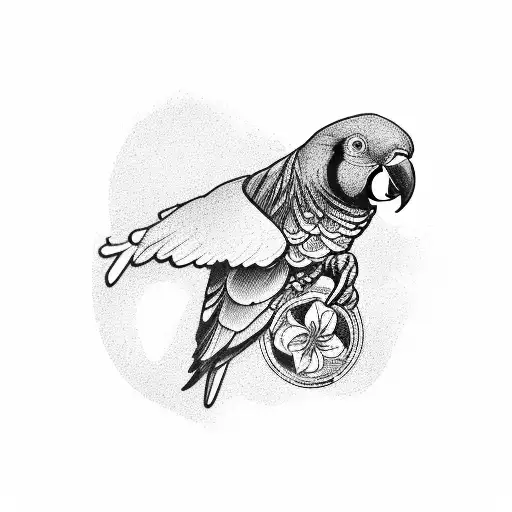 Love and parrot tattoo design idea