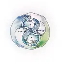 ying yang mit wolf und fuchs tattoo design idea