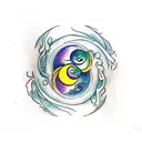 ying yang mit wolf und fuchs tattoo design idea