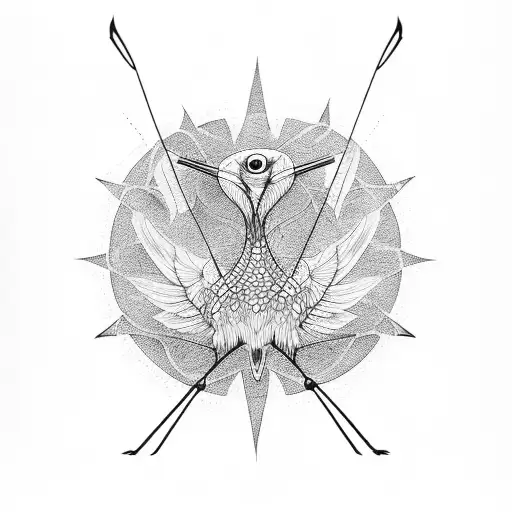 flying crane  tattoo design idea