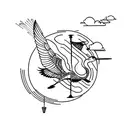 flying crane tattoo design idea