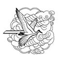 flying crane tattoo design idea