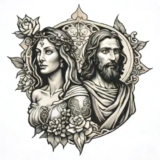 Jesus and Mary Magdalene  tattoo design idea