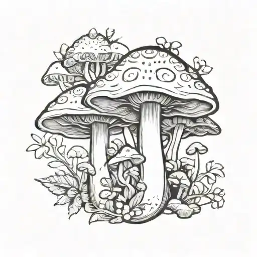 mushrooms and the fibonacci sequence  tattoo design idea