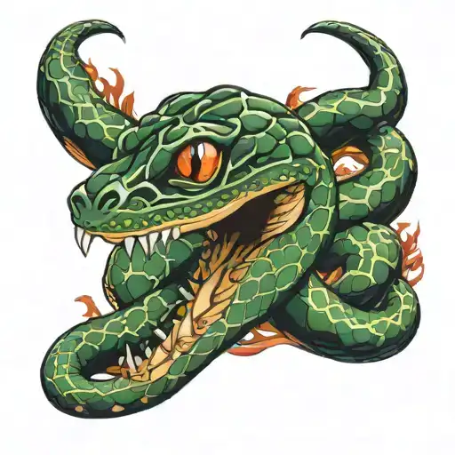 6 face snake rolled around the trident 🔱    tattoo design idea