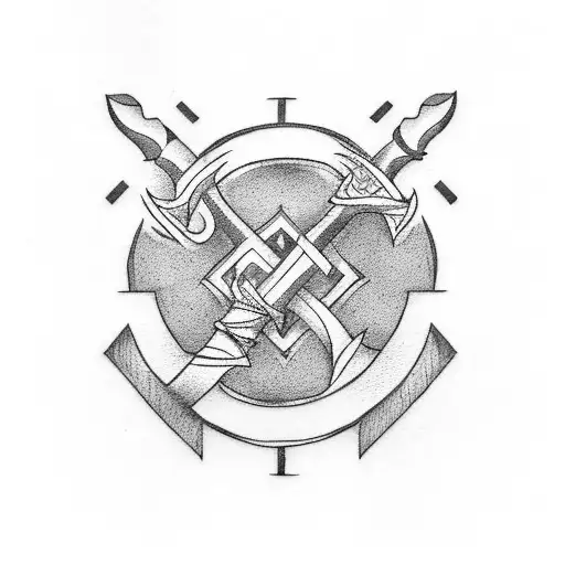 Nordic rune tattoo with Thors hammer tattoo design idea