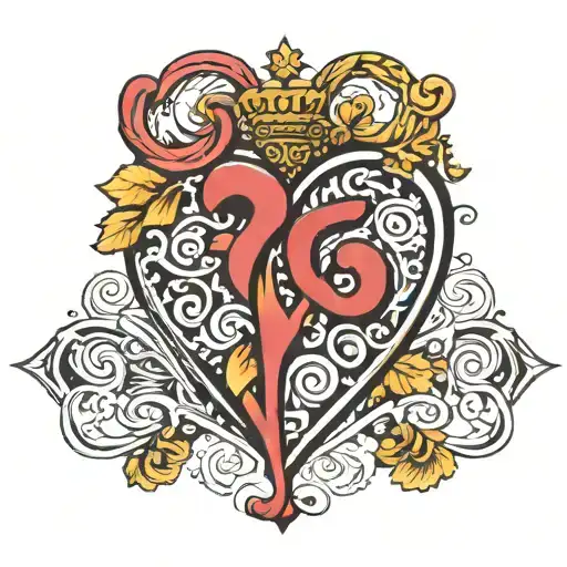 heart with CF initials  tattoo design idea