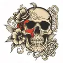 heart skull with initials CF tattoo design idea