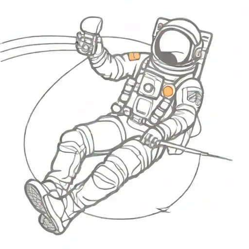 astronaut sitting on earth fishing  tattoo design idea