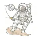 astronaut sitting on earth fishing  tattoo design idea