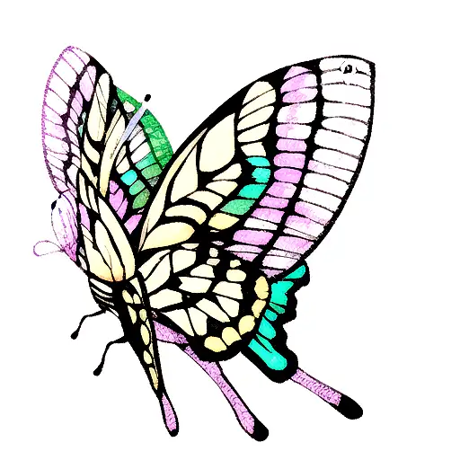 Butterfly with 7 tattoo design idea