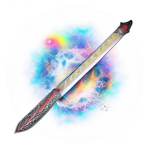 katana sword fading to ashes tattoo design idea