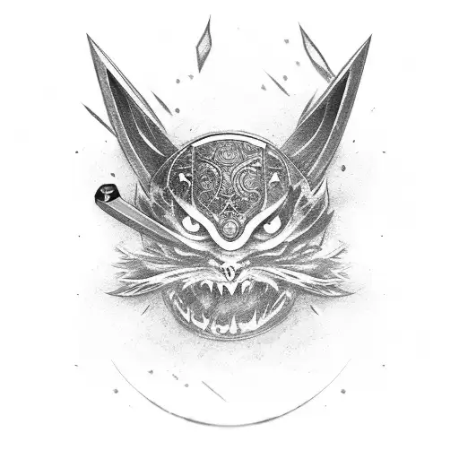 katana sword with blade turning to ashes tattoo design idea