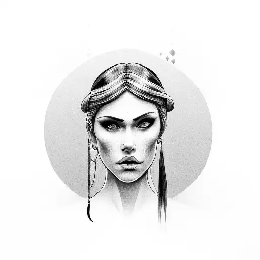 woman justice profile tattoo design idea