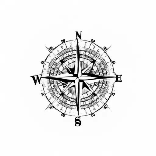 compass with a burning cross tattoo design idea
