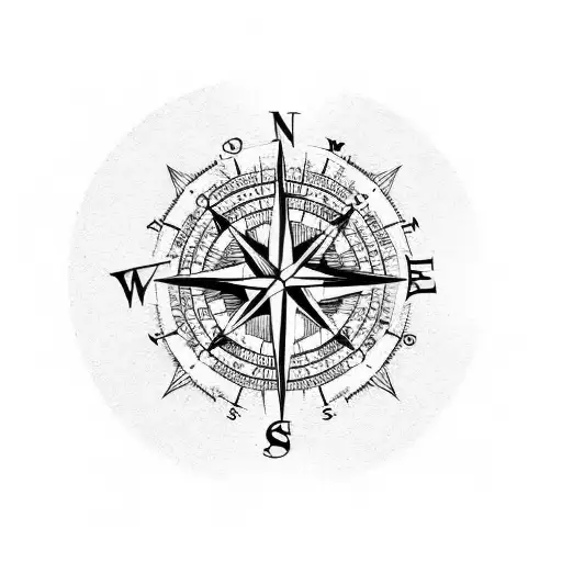 compass with a burning cross tattoo design idea