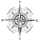 compass with a burning cross tattoo design idea