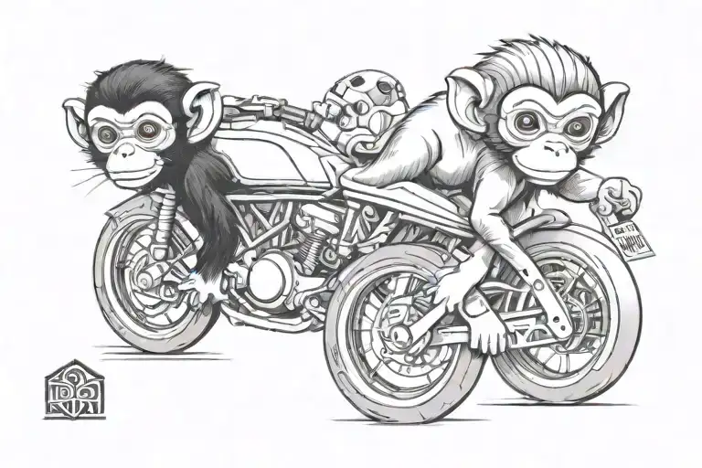 Baby Monkey He liked ducati motorcycles tattoo design idea