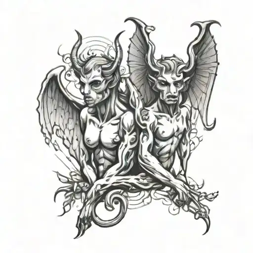 Devil & angel animal   tattoo tattoo design idea