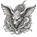 Devil & angel animal knee tattoo tattoo design idea