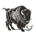 bison facing storm tattoo design idea