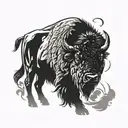 bison facing storm tattoo design idea