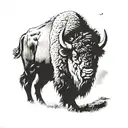 bison facing storm tattoo design idea