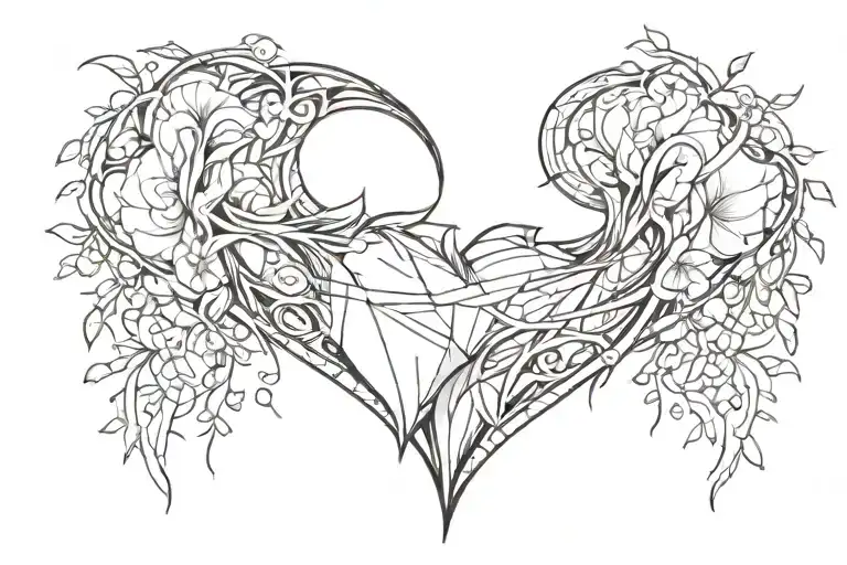 broken heart shape tattoo design idea