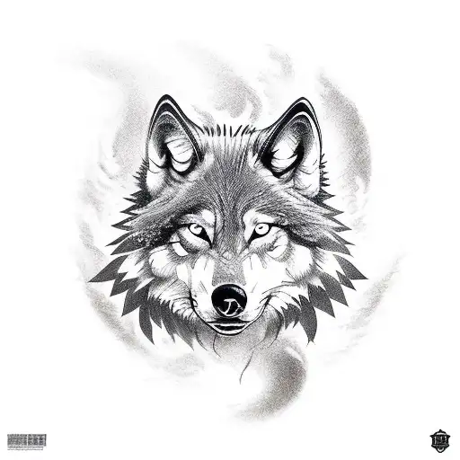 Wolf and samurai near dragon tattoo design idea