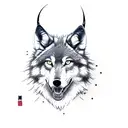 Wolf and samurai near dragon tattoo design idea
