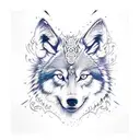 Wolf and samurai near dragon tattoo design idea