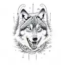 Wolf and samurai near dragon tattoo design idea