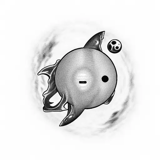 black hole with morse code "stay" tattoo design idea