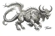 dragon and taurus bull tattoo design idea