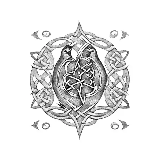 celtic bird band tattoo design idea