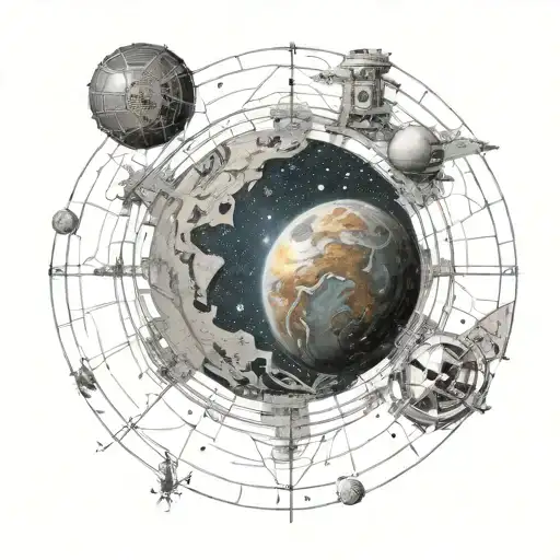 A detailed map of a fictional galaxy inspired by Star Wars tattoo design idea