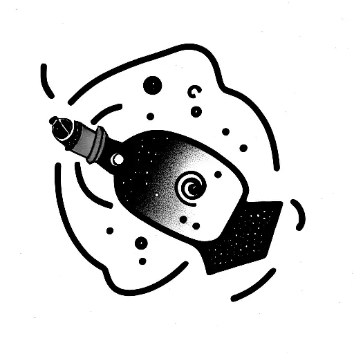 Smoking alien in ufo in space tattoo design idea