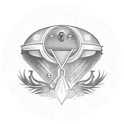 smoking alien in ufo tattoo design idea