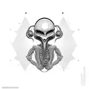 smoking alien in ufo tattoo design idea